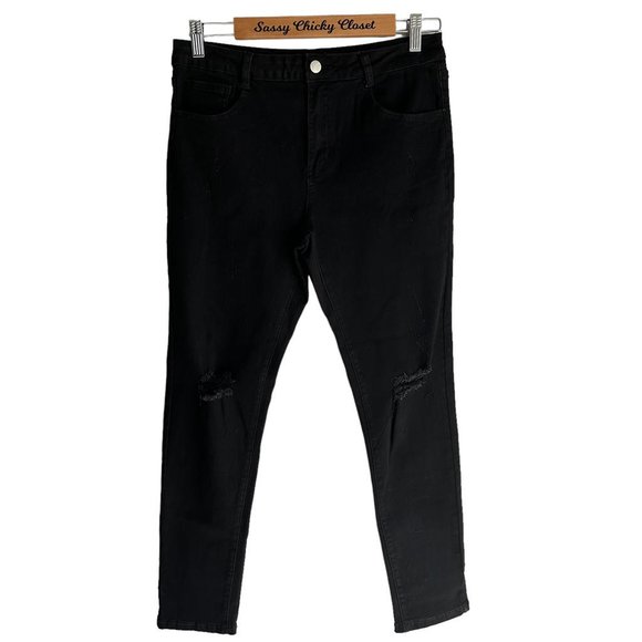 KITTENISH Black‎ Distressed Ladies Denim, L - Picture 1 of 5